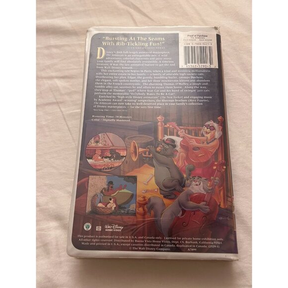 Walt Disney Masterpiece The Aristocats 1996 VHS Video Cassette Tape - Picture 5 of 5